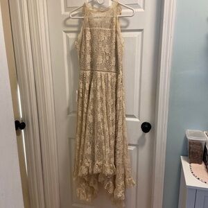 Elegant Beige Lace Wedding Dress